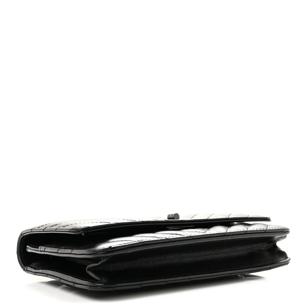 Aged Calfskin Chevron Quilted Reissue Wallet On Chain WOC So Black wholesalehk.shop