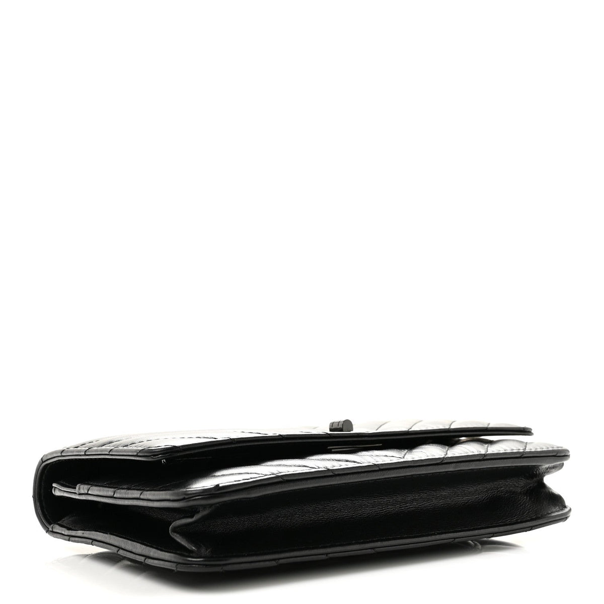 Aged Calfskin Chevron Quilted Reissue Wallet On Chain WOC So Black wholesalehk.shop