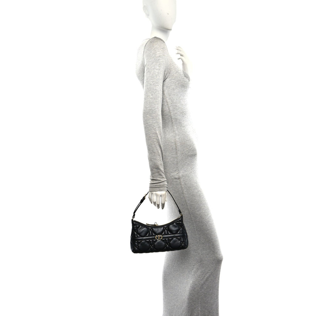 Calfskin Macrocannage Miss Caro Mini Hobo Bag Black wholesalehk.shop