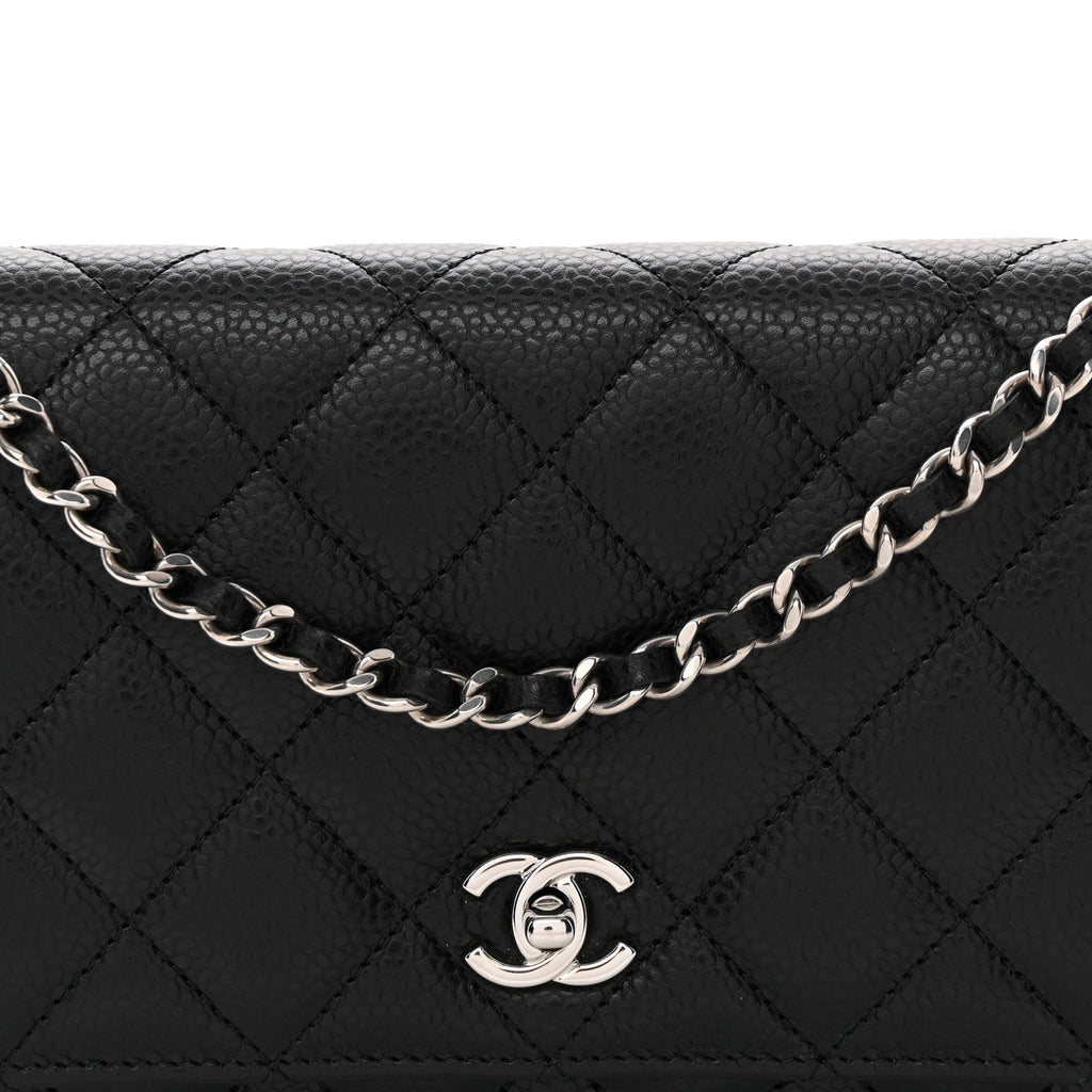 Caviar Quilted CC Turnlock Wallet On Chain WOC Black wholesalehk.shop