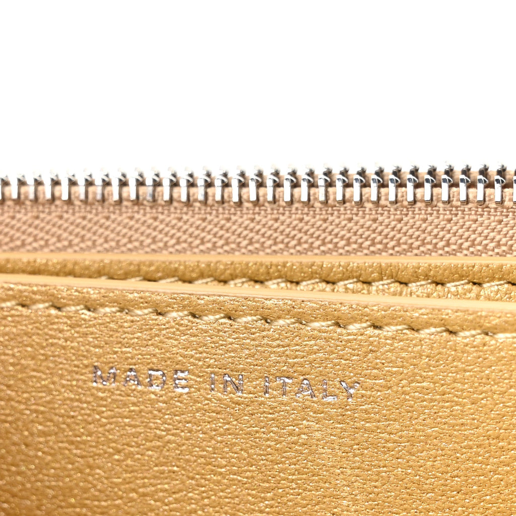 Calfskin Lizard Embossed Wallet On Chain WOC Gold wholesalehk.shop