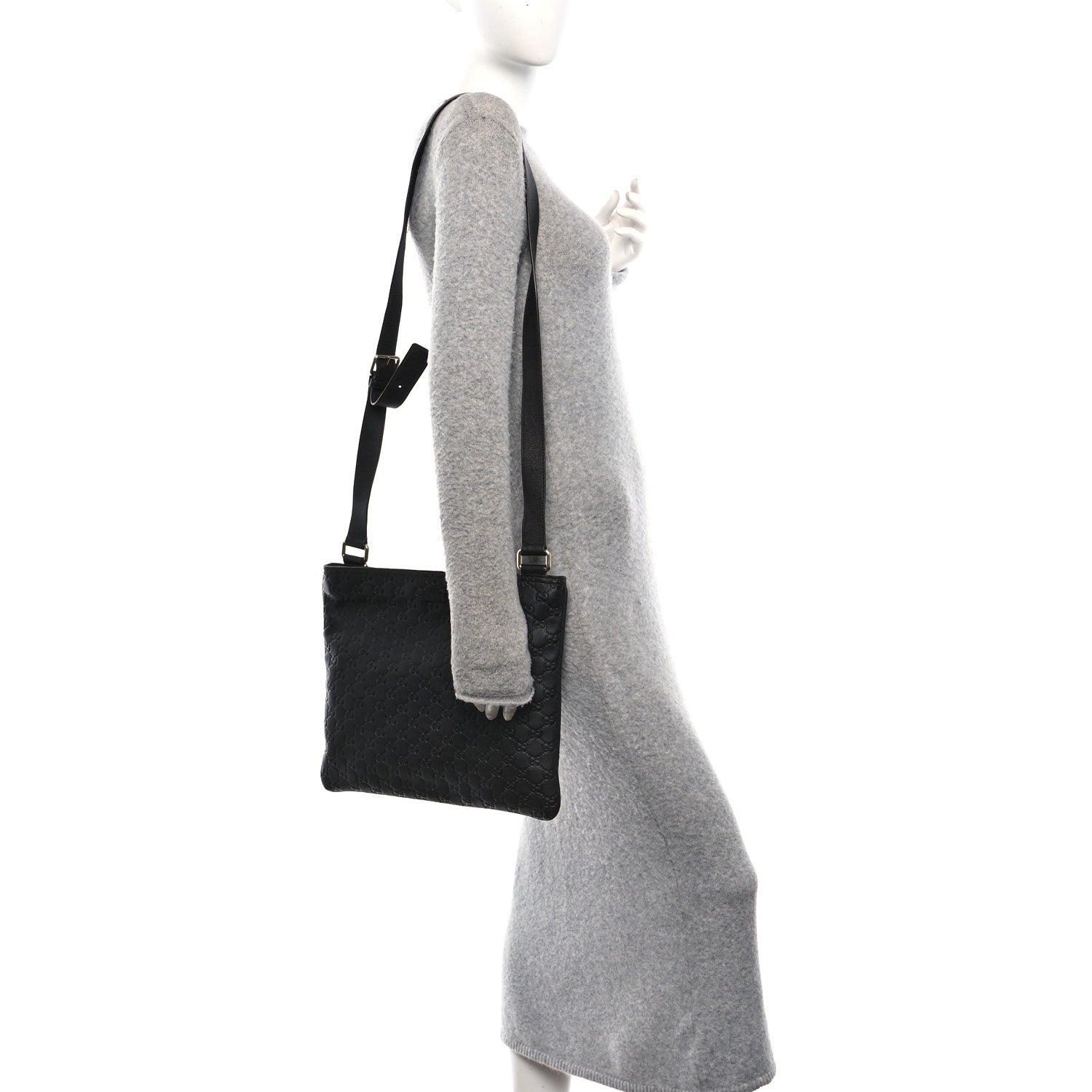 Guccissima Medium Flat Messenger Bag Black £¨ Direct shipment via from wholesalehk.shop