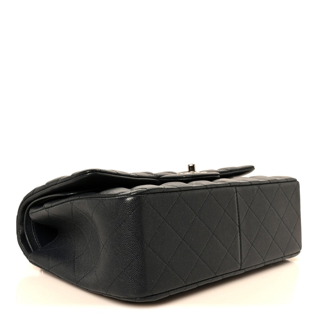 Caviar Quilted Jumbo Double Flap Navy Blue wholesalehk.shop