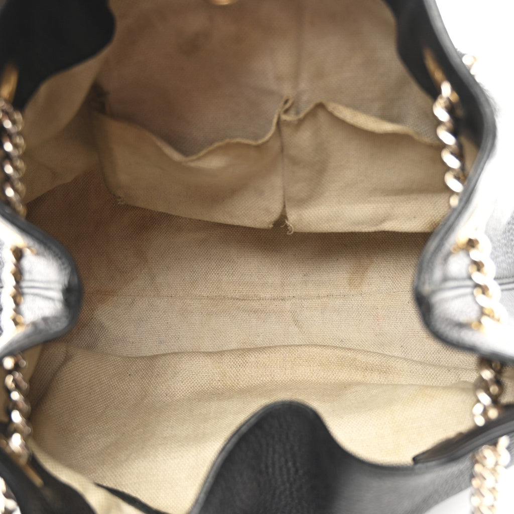 Pebbled Calfskin Medium Soho Chain Shoulder Bag Black wholesalehk.shop