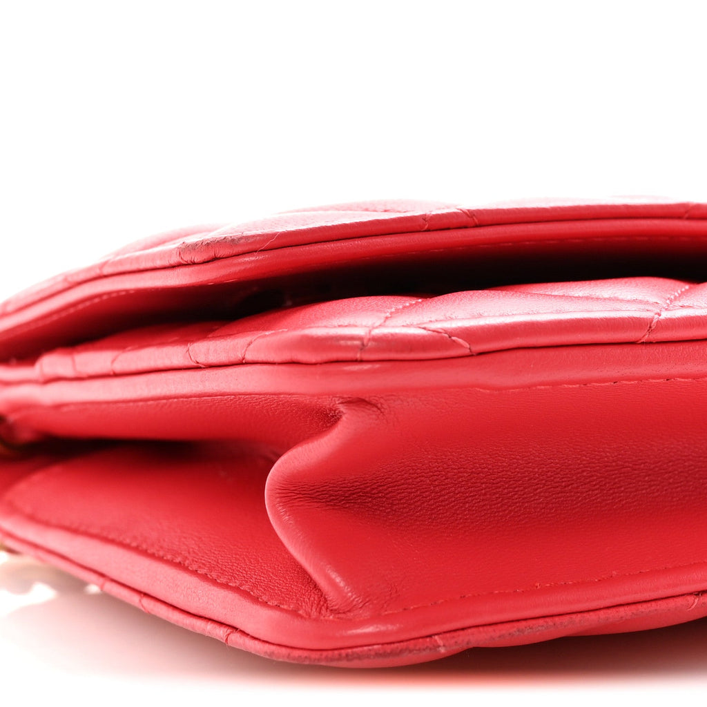 Lambskin Quilted CC Pearl Crush Wallet on Chain WOC Red wholesalehk.shop