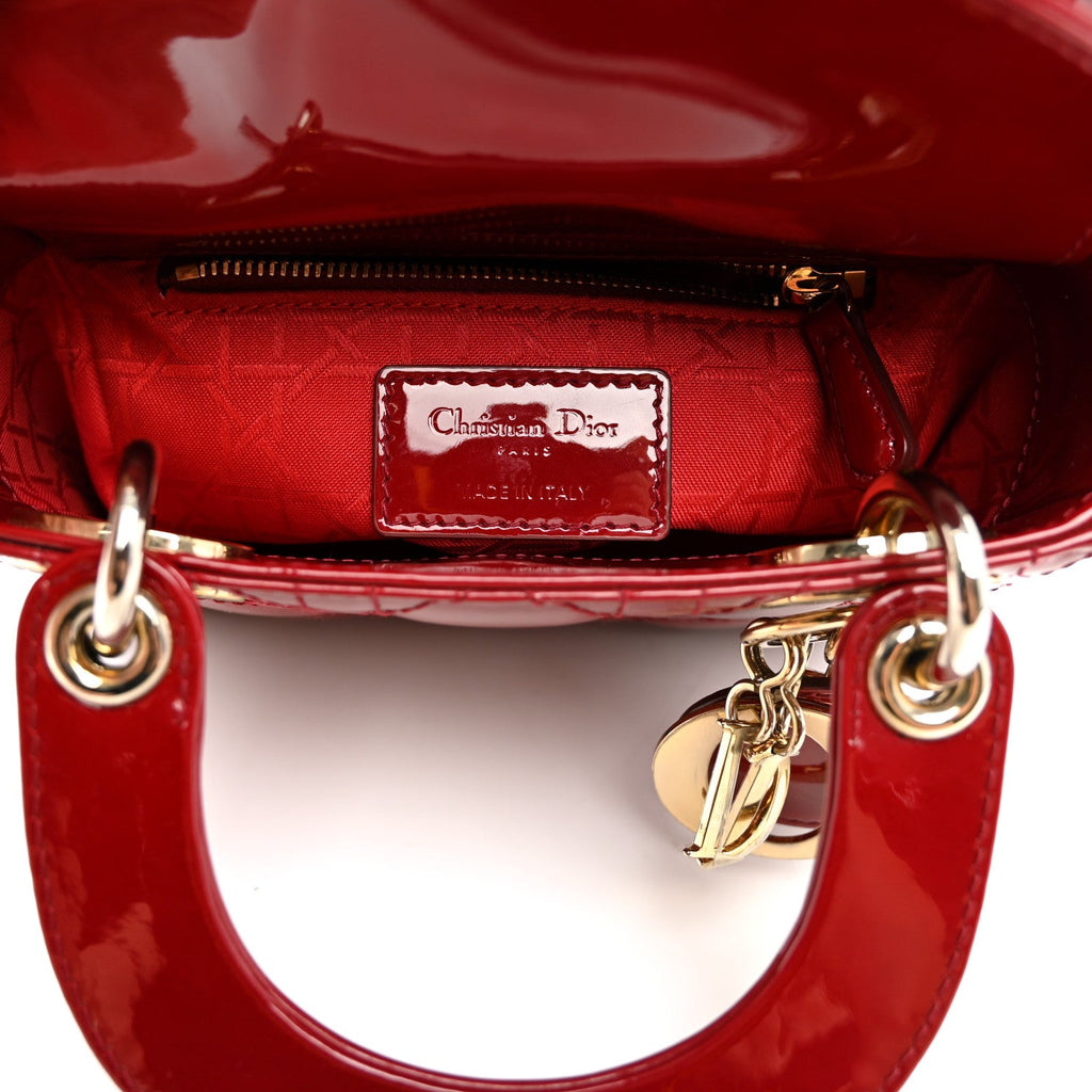 Patent Cannage Mini Lady Dior Red wholesalehk.shop