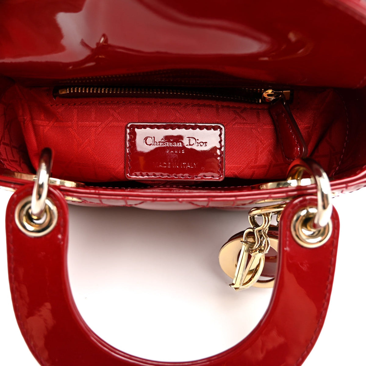 Patent Cannage Mini Lady Dior Red wholesalehk.shop