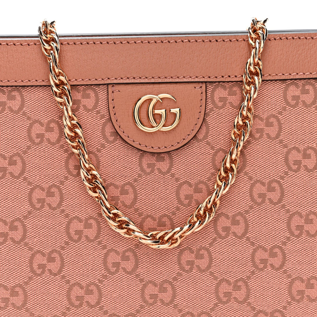 Monogram Textured Dollar Calfskin Small Ophidia Chain Shoulder Bag Cloche Rose Pink wholesalehk.shop