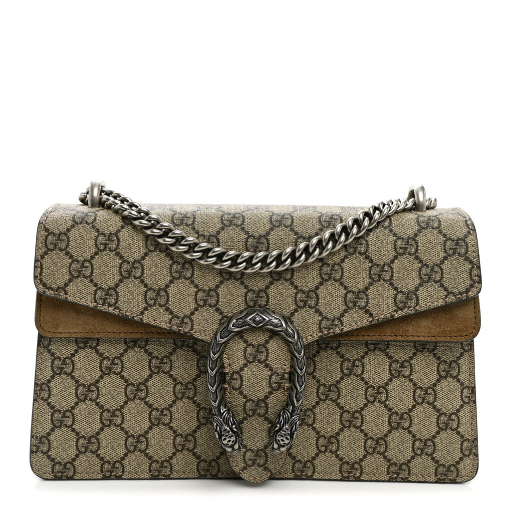 GG Supreme Monogram Suede Small Dionysus Shoulder Bag Beige Ebony Taupe wholesalehk.shop