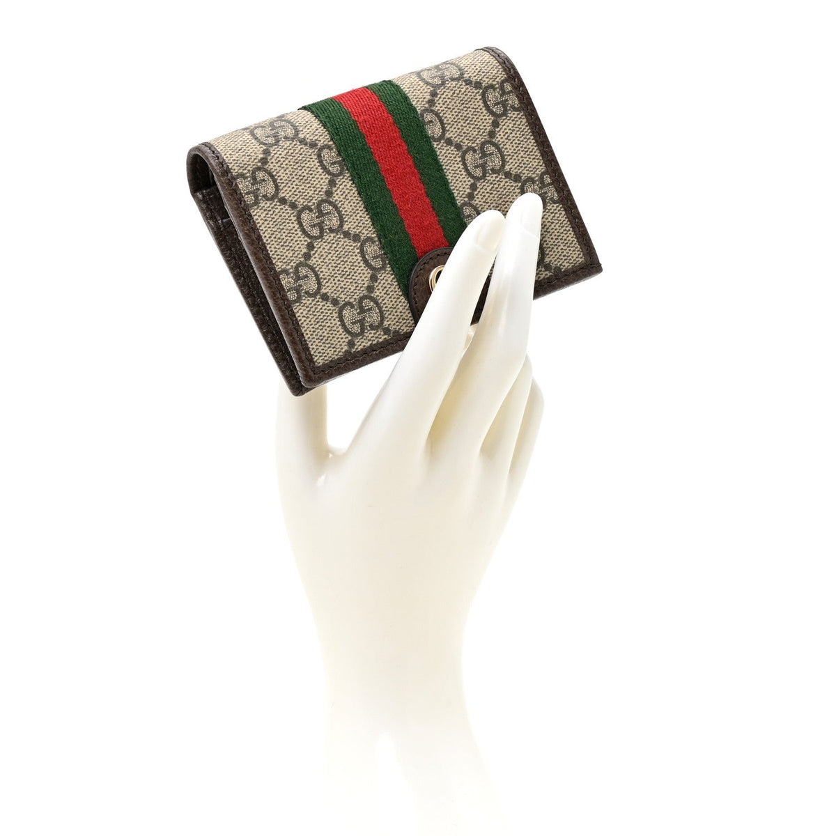 GG Supreme Monogram Web Ophidia Small Wallet Beige Dark Brown Beige Dark Brown wholesalehk.shop