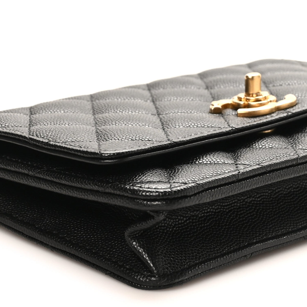 Caviar Quilted Camellia Wallet On Chain WOC Black wholesalehk.shop