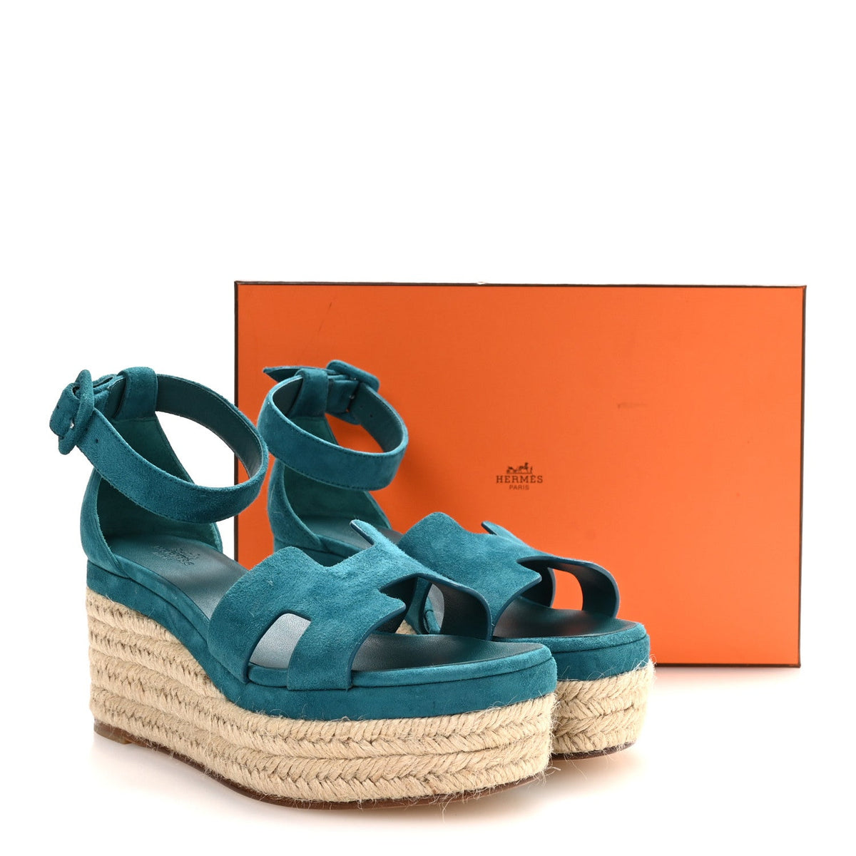 Suede Goatskin Elda Espadrille Wedge Sandals 36 Vert Oxford wholesalehk.shop