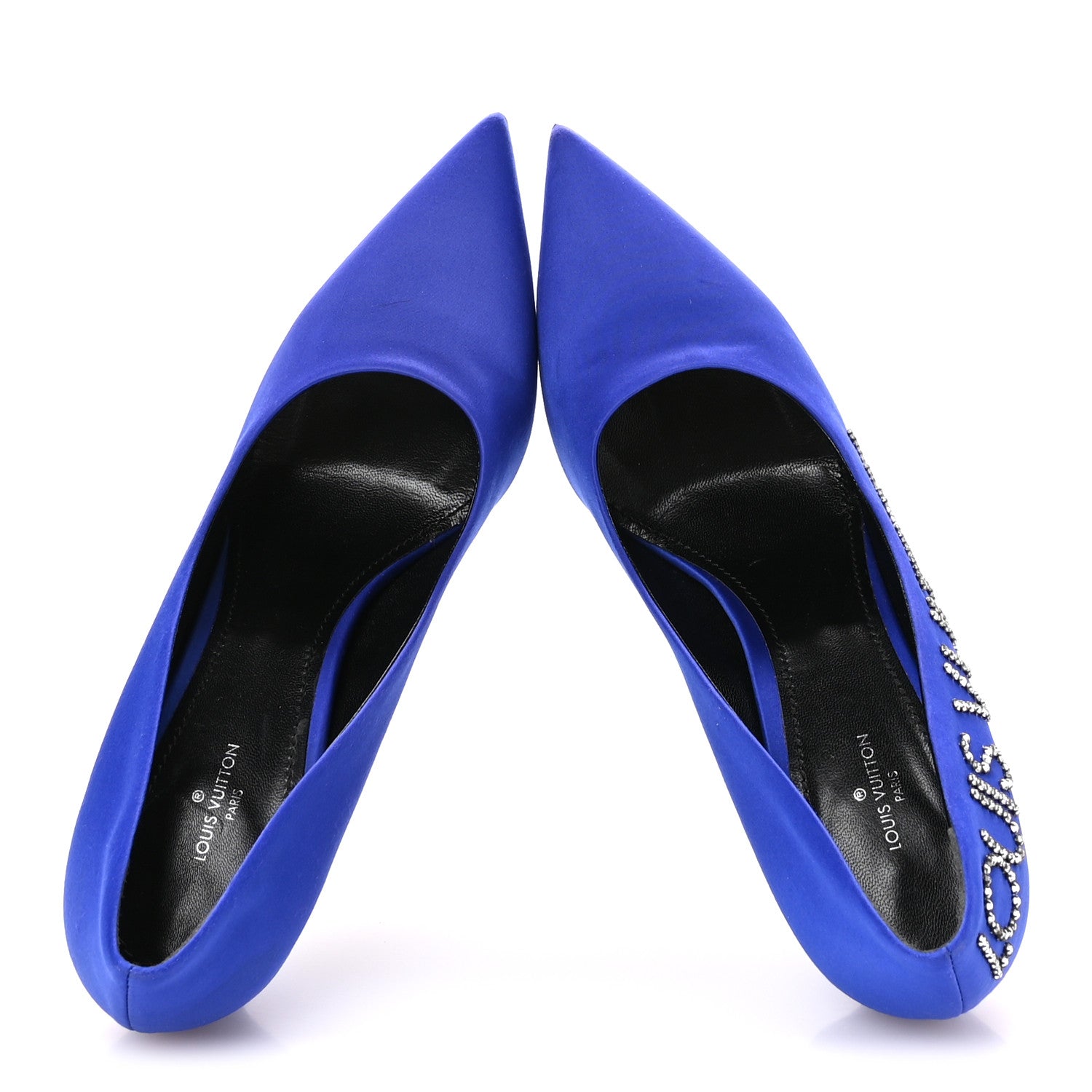 Satin Crystal Logo Pumps 41 Blue £¨ Direct shipment via from wholesalehk.shop