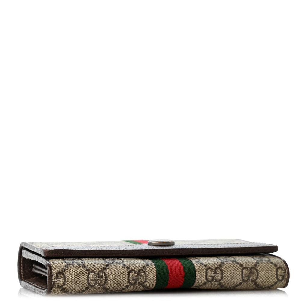 GG Supreme Monogram Web Ophidia Wallet On Chain Brown wholesalehk.shop