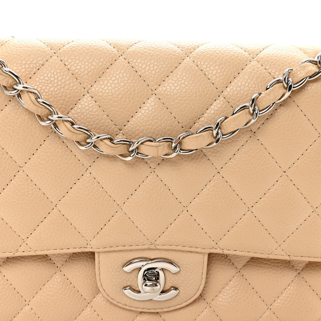 Caviar Quilted Medium Double Flap Beige Clair wholesalehk.shop