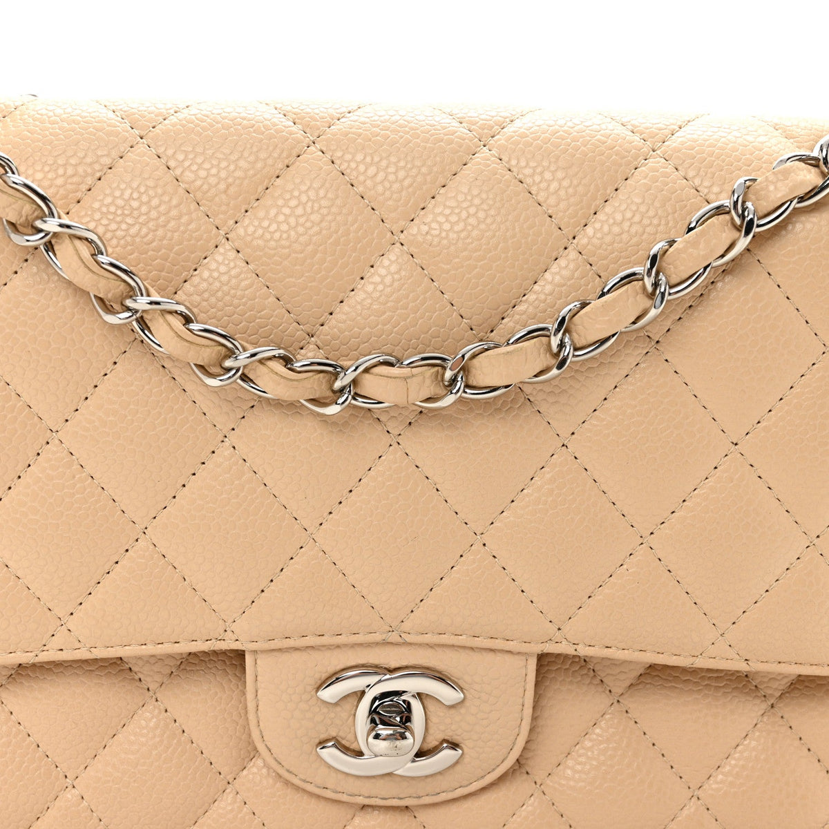 Caviar Quilted Medium Double Flap Beige Clair wholesalehk.shop