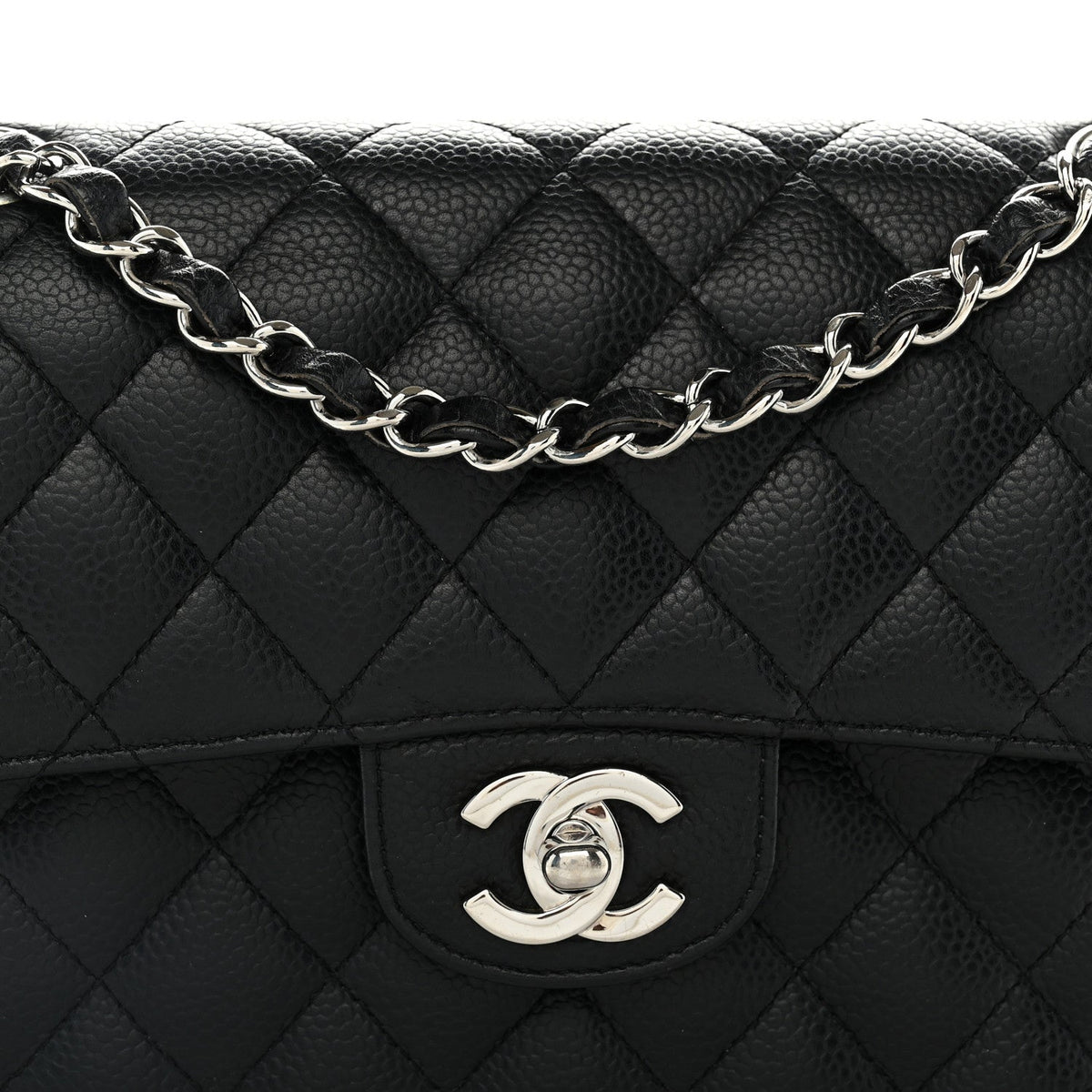 Caviar Quilted Small Double Flap Black wholesalehk.shop