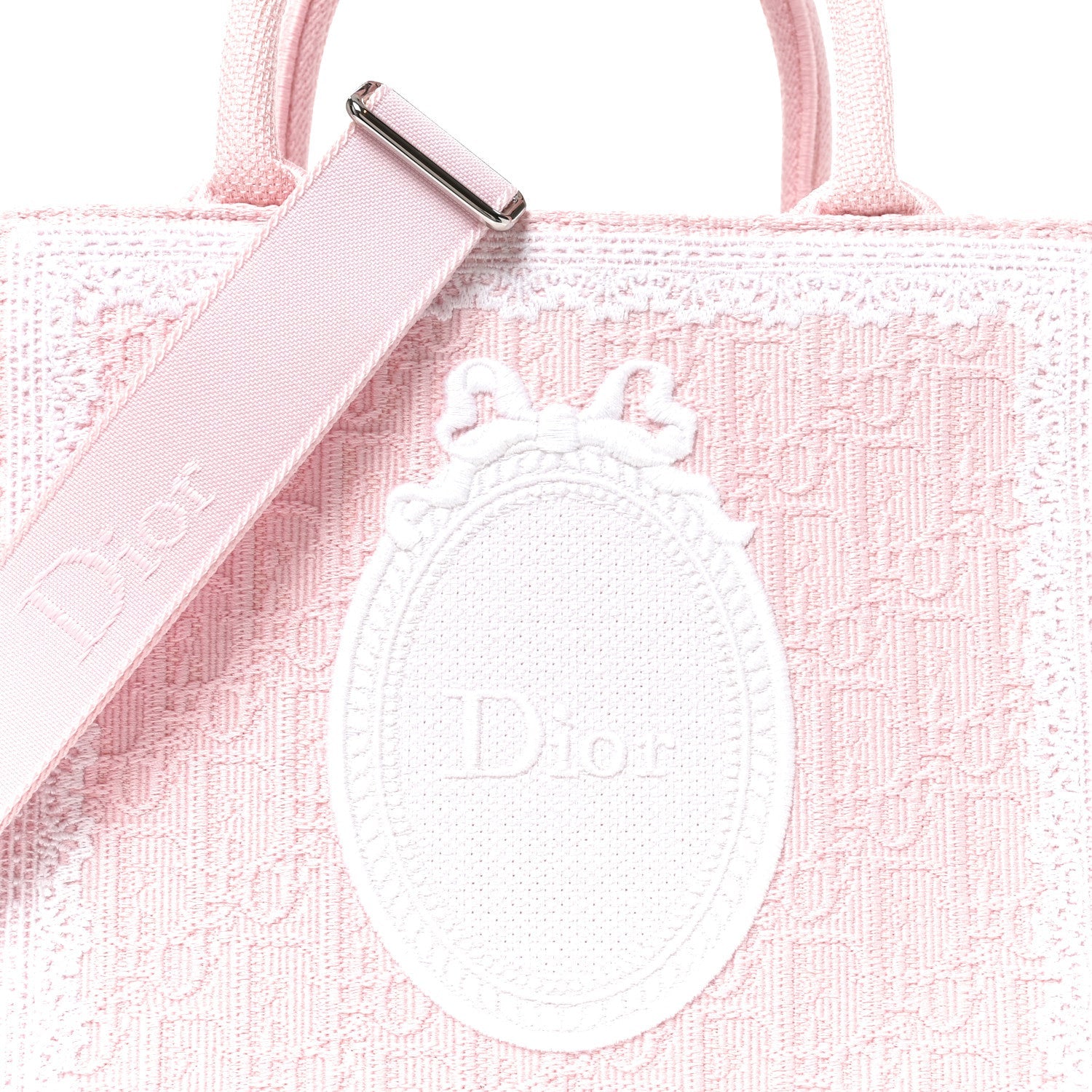Cotton Toile De Jouy Oblique Embroidered Dior Medaillon Small Book Tote With Strap Soupir Pink White £¨ Direct shipment via from wholesalehk.shop