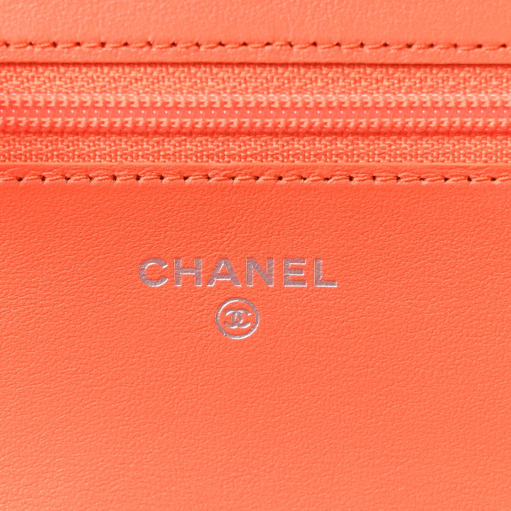 Caviar Quilted Boy Wallet On Chain WOC Orange wholesalehk.shop