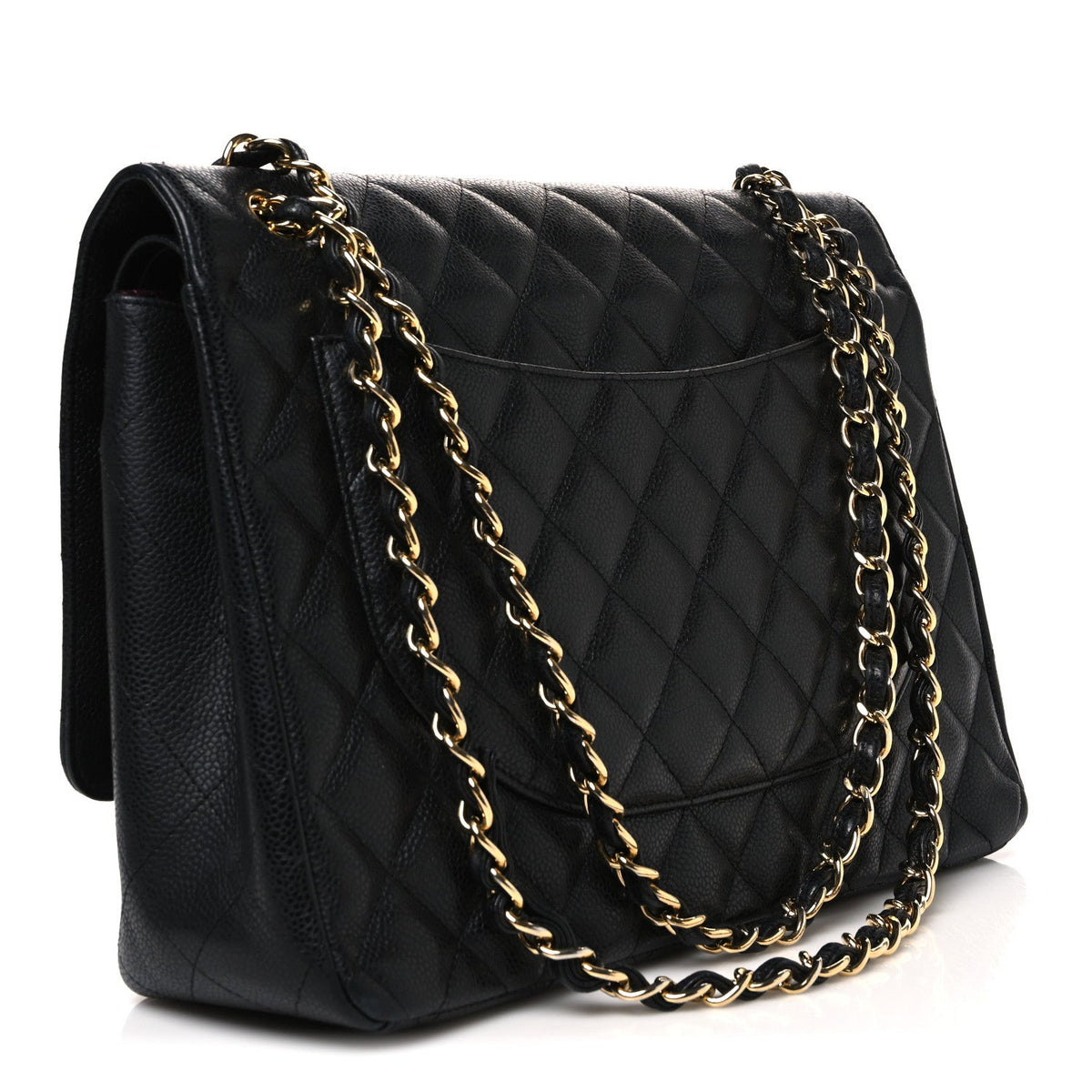 Caviar Quilted Maxi Double Flap Black wholesalehk.shop