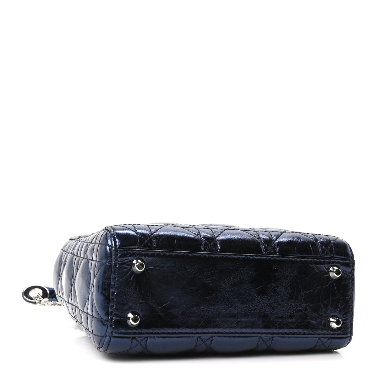 Metallic Crinkled Lambskin Cannage Mini Lady Dior Blue wholesalehk.shop