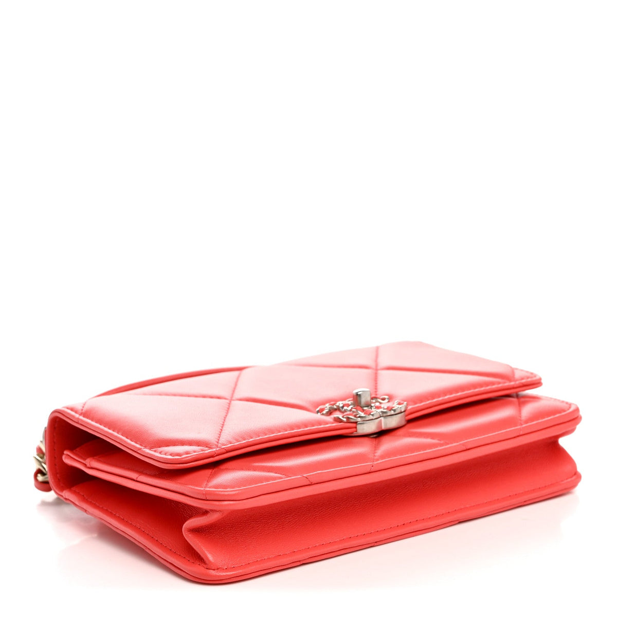Lambskin Quilted Chanel 19 Wallet On Chain WOC Coral wholesalehk.shop