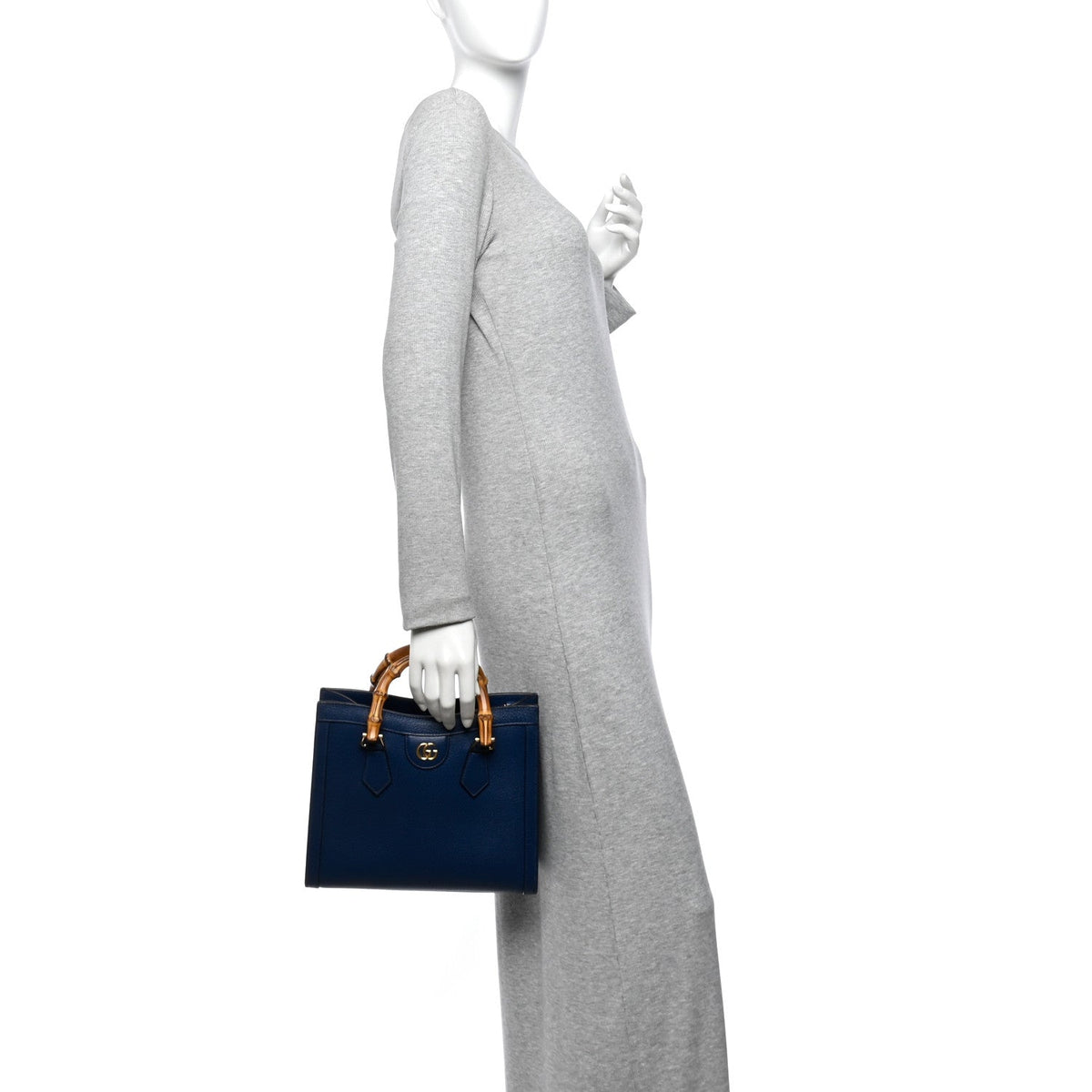 Textured Dollar Calfskin Web Small Diana Tote Bag Royal Crop wholesalehk.shop