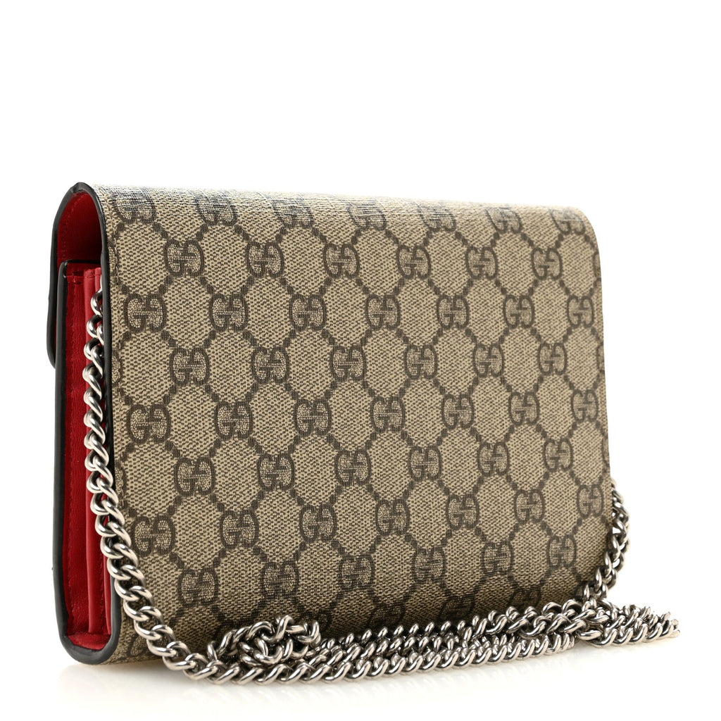 GG Supreme Monogram Mini Dionysus Chain Wallet Beige Vulcanic Red wholesalehk.shop