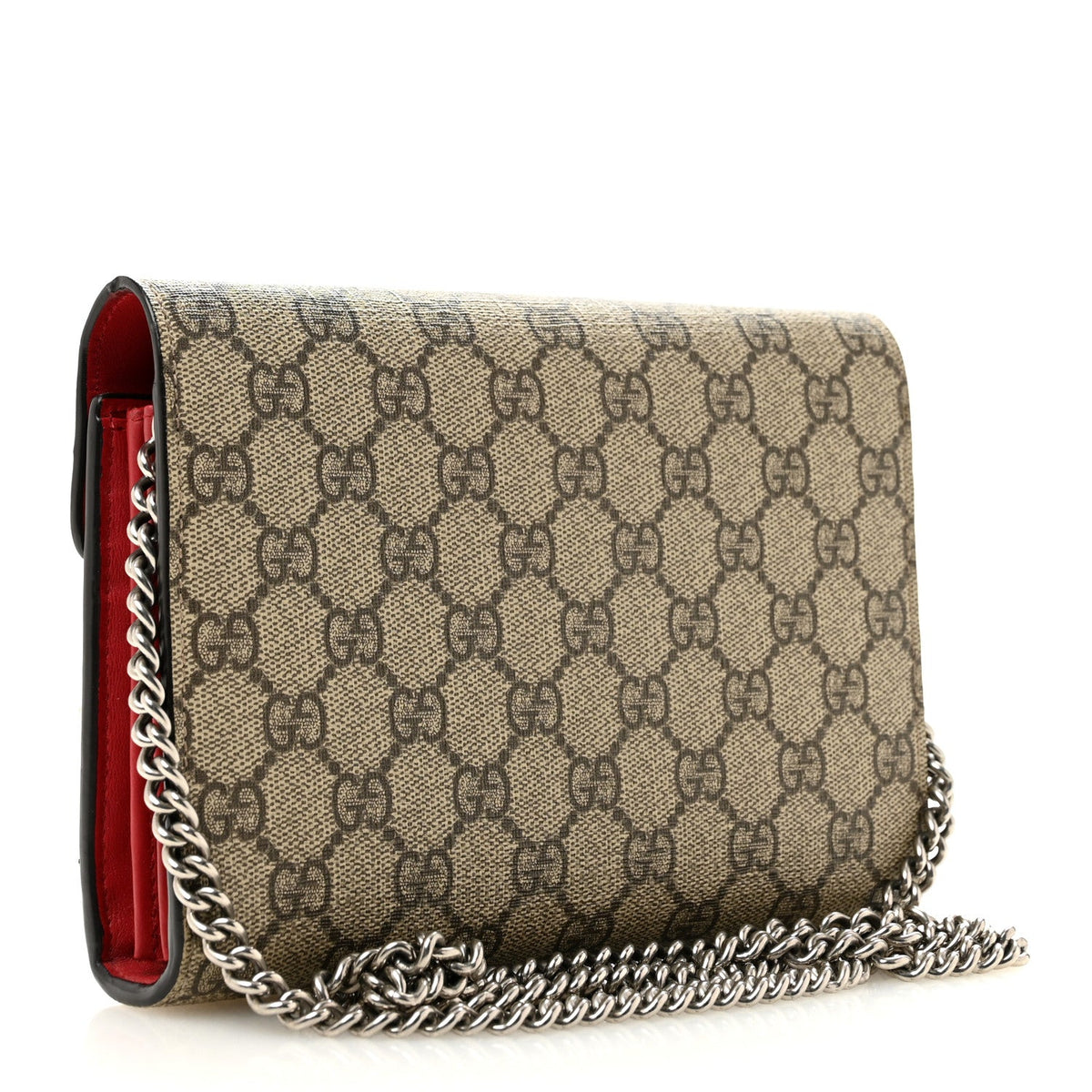 GG Supreme Monogram Mini Dionysus Chain Wallet Beige Vulcanic Red wholesalehk.shop