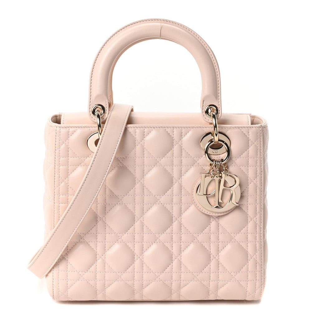 Lambskin Cannage Medium Lady Dior Light Pink wholesalehk.shop