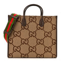 Monogram Jumbo GG Textured Dollar Calfskin Web Tote Bag Camel Ebony New Acero wholesalehk.shop