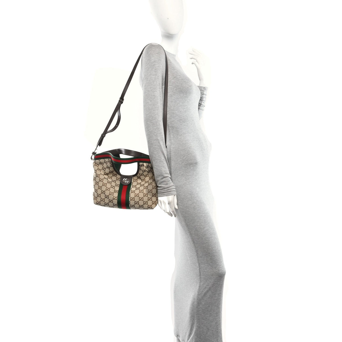 Monogram Web Small Giglio Tote Beige Dark Brown wholesalehk.shop