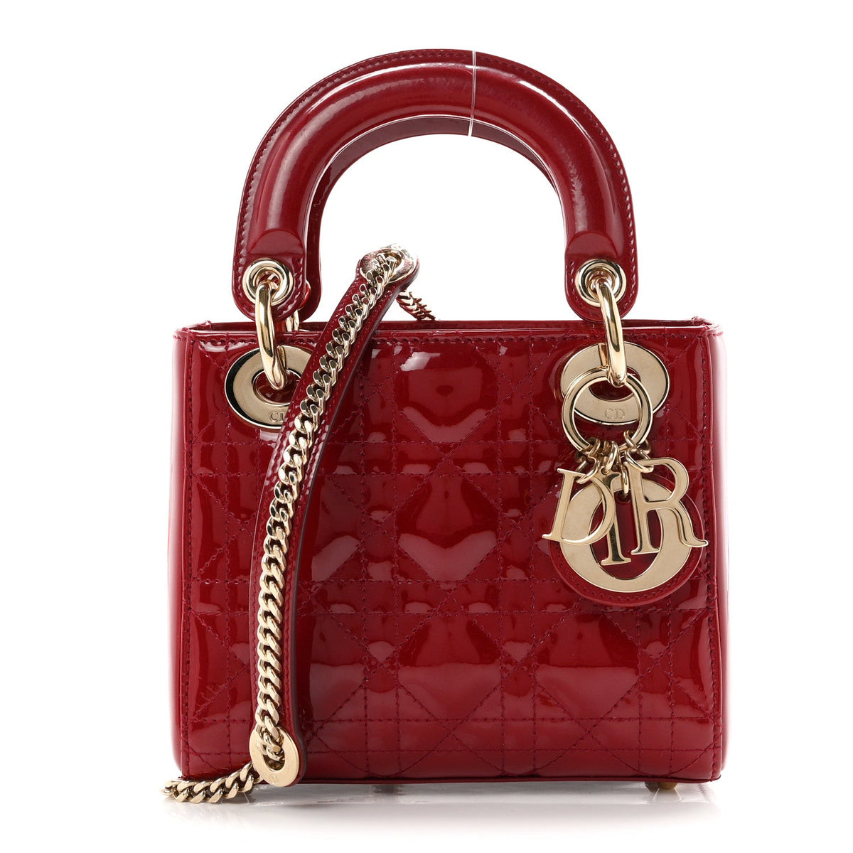 Patent Cannage Mini Lady Dior Red wholesalehk.shop