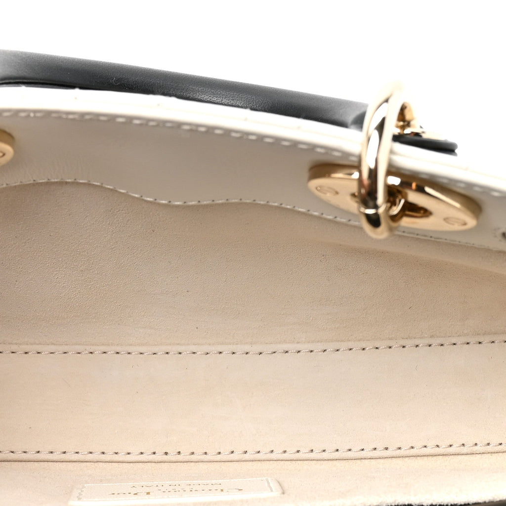 Lambskin Cannage Small Lady D-Joy Latte Black wholesalehk.shop