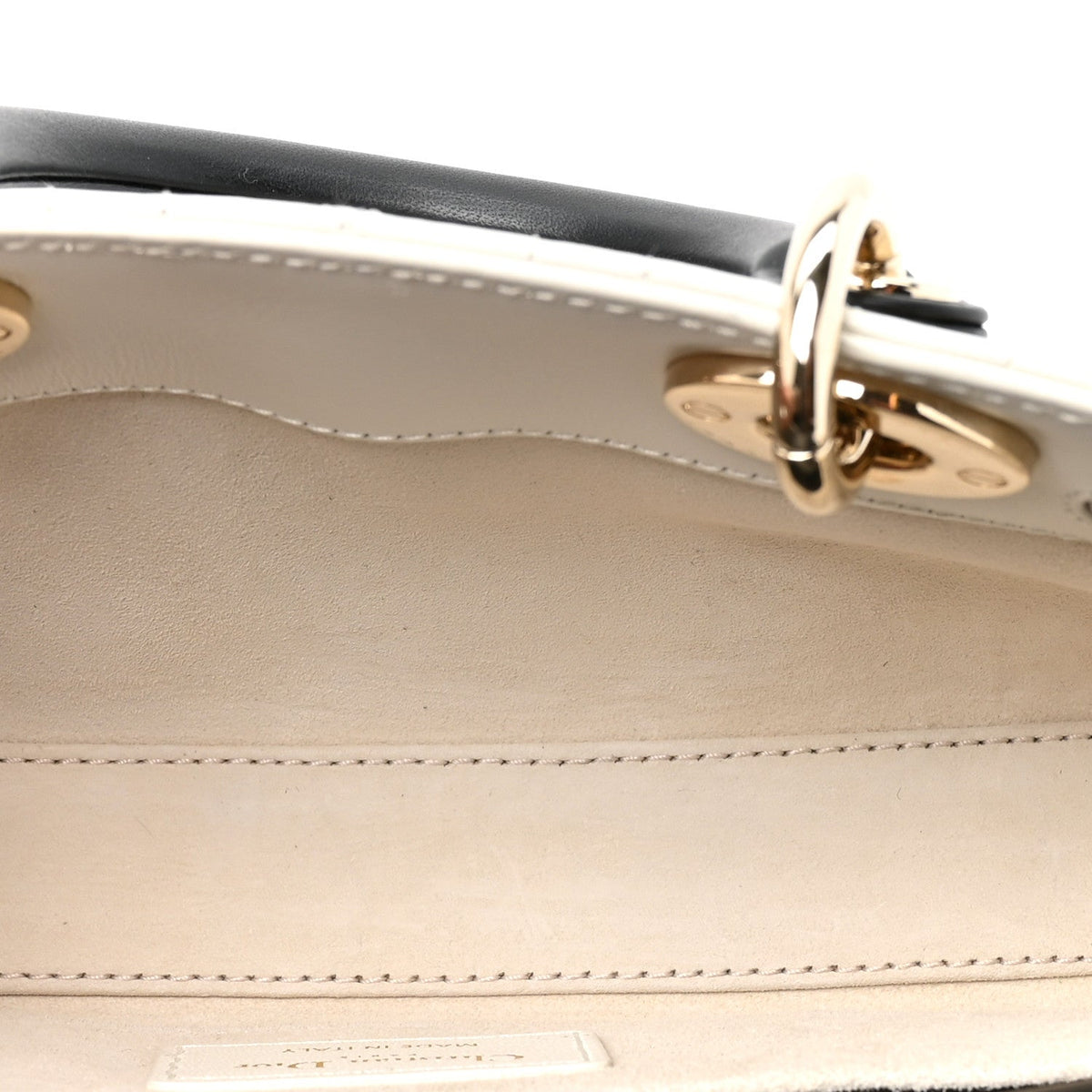 Lambskin Cannage Small Lady D-Joy Latte Black wholesalehk.shop
