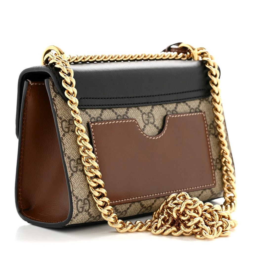 GG Supreme Monogram Calfskin Small Padlock Shoulder Bag Beige Black Cuir £¨ Direct shipment via from wholesalehk.shop