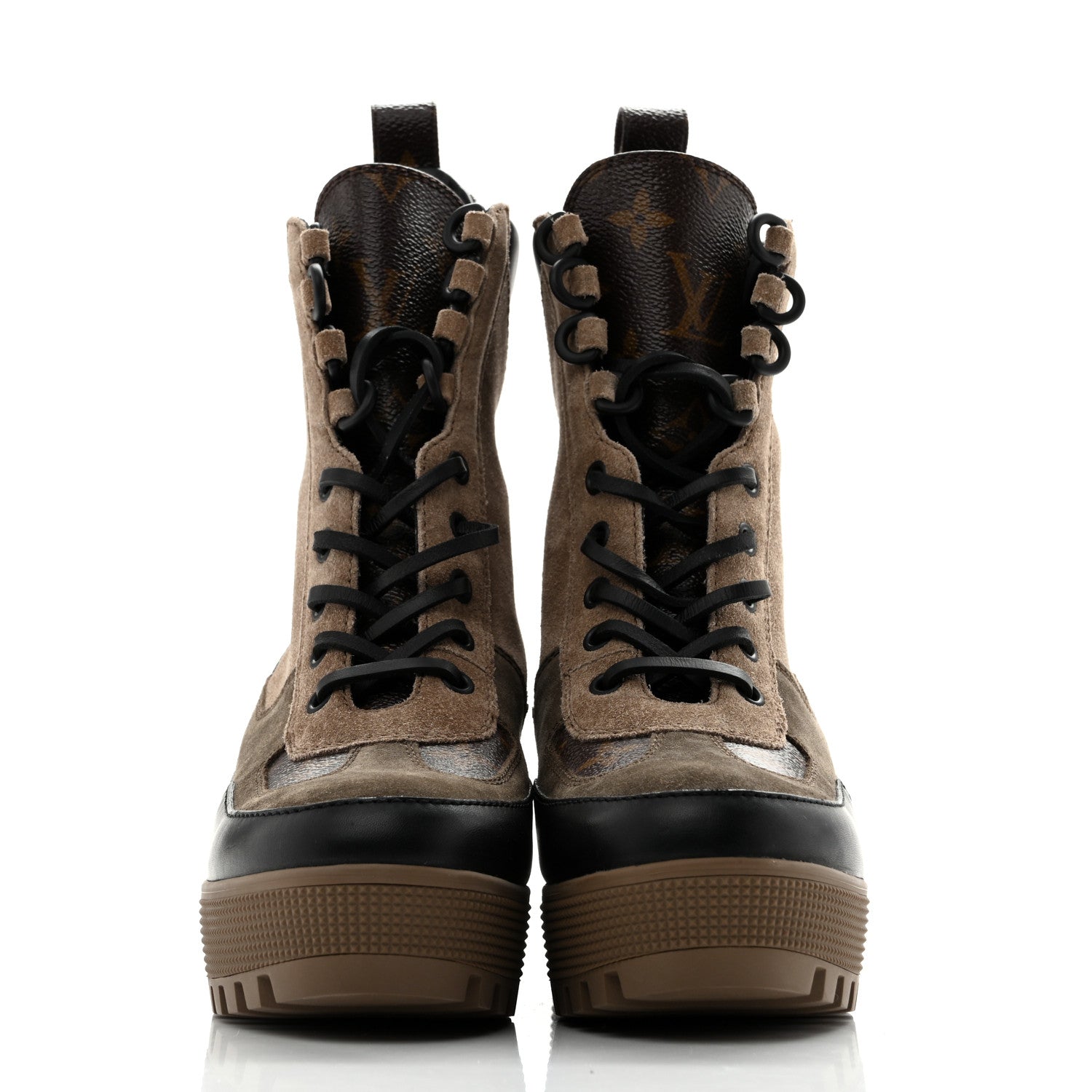 Suede Calfskin Monogram Laureate Platform Desert Boots 36 Taupe £¨ Direct shipment via from wholesalehk.shop