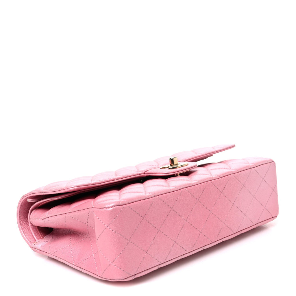 Iridescent Caviar Quilted Medium Double Flap Rose Pink wholesalehk.shop