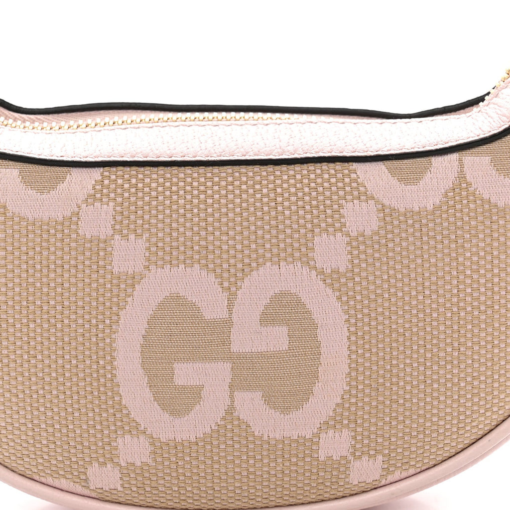 Monogram Jumbo GG Textured Dollar Calfskin Mini Ophidia Half Moon Hobo Beige Perfect Pink wholesalehk.shop
