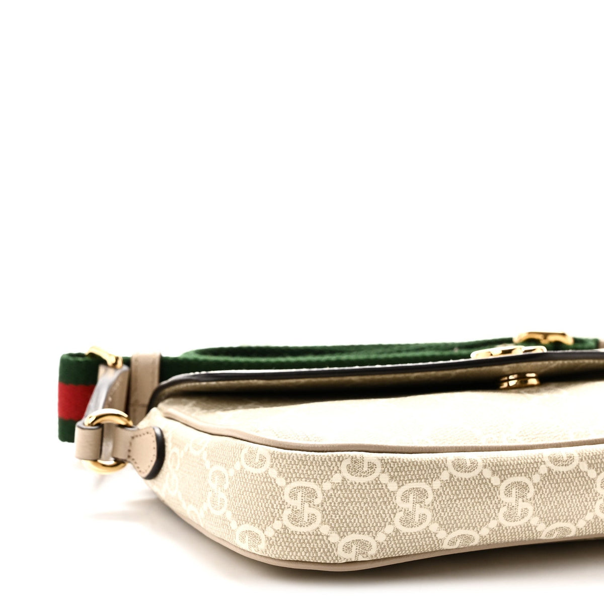 GG Supreme Monogram Textured Dollar Calfskin Web Mini Ophidia Envelope Shoulder Bag Beige Mystic White Oatmeal wholesalehk.shop