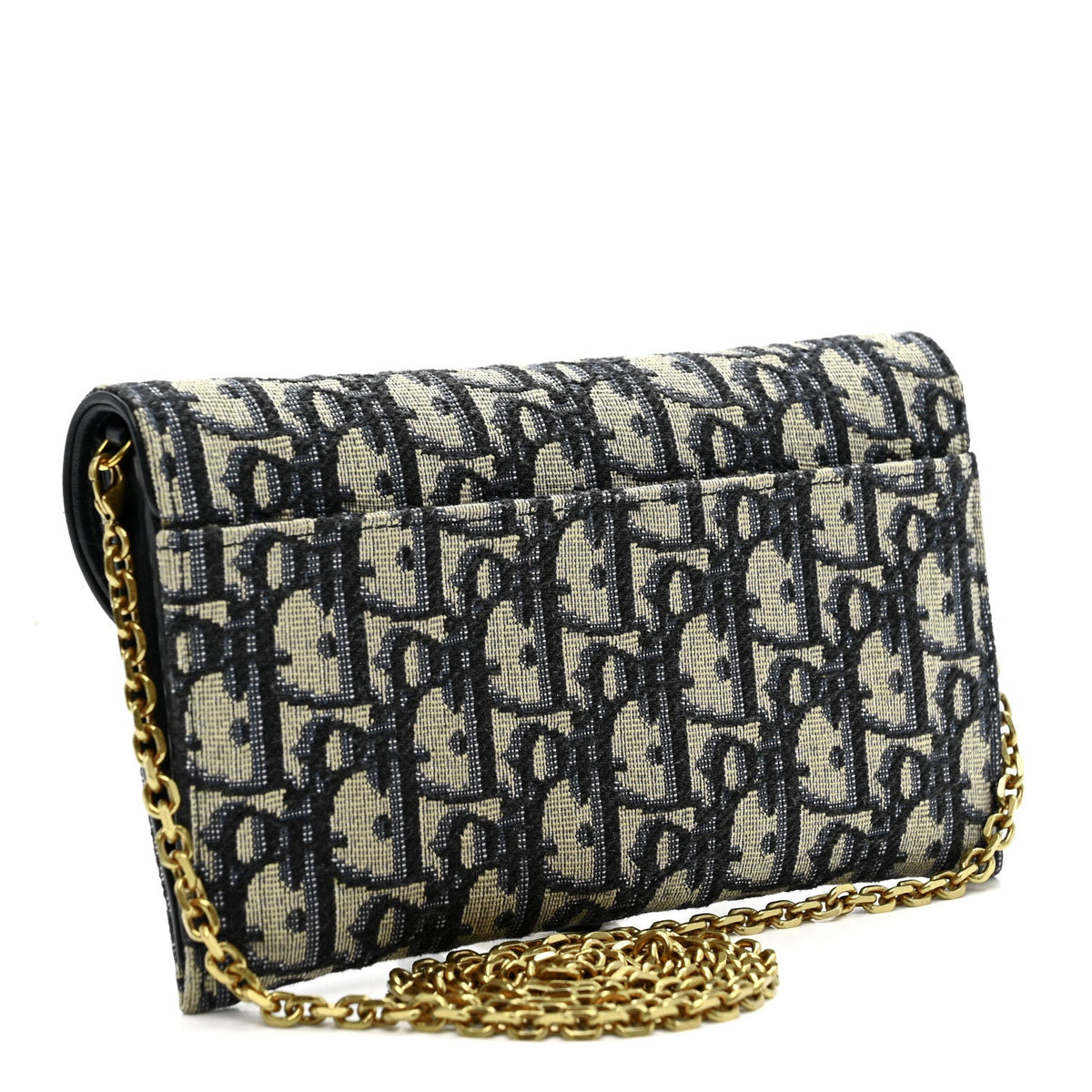 Oblique Saddle Chain Long Wallet Blue wholesalehk.shop
