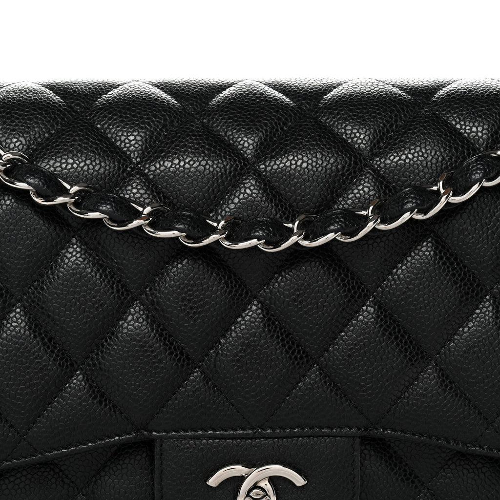 Caviar Quilted Jumbo Double Flap Black wholesalehk.shop