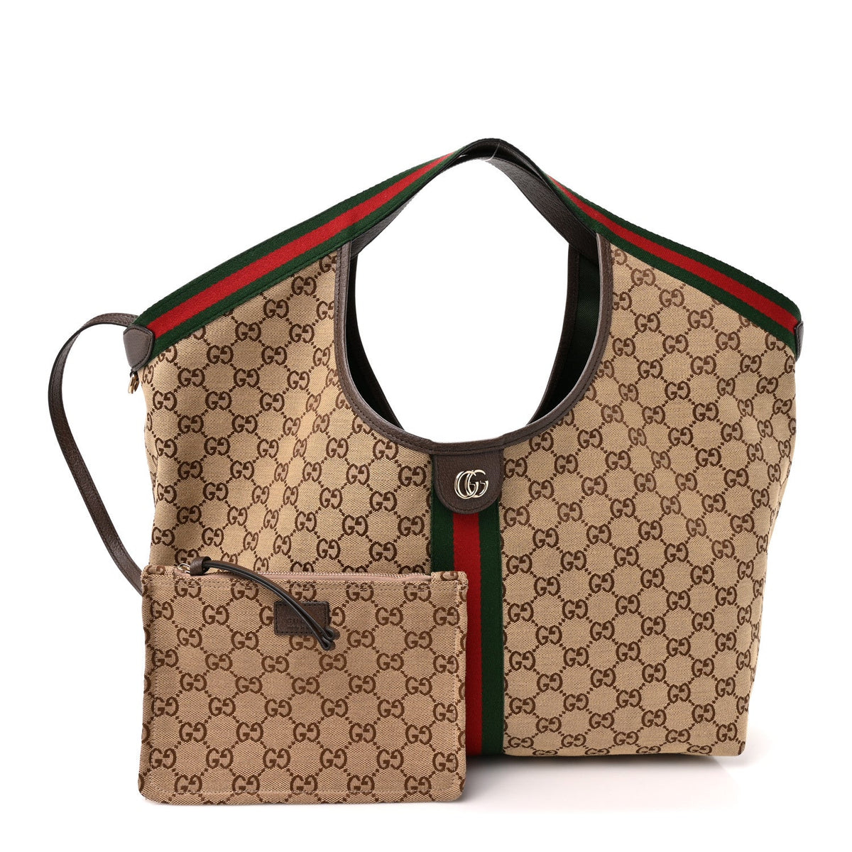 GG Monogram Web Large Giglio Tote Beige Brown wholesalehk.shop