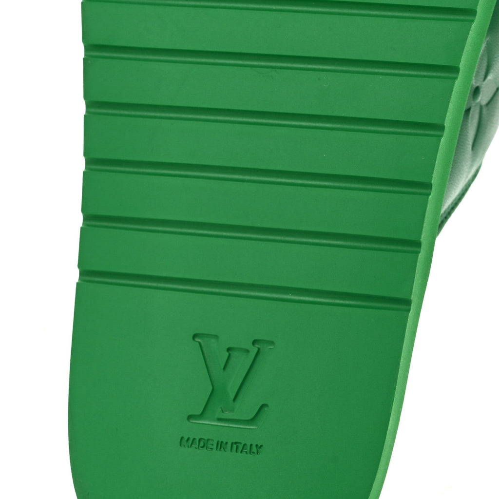 Embossed Monogram Pool Pillow Comfort Mules 9 Green £¨ Direct shipment via from wholesalehk.shop