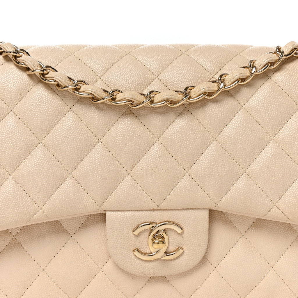 Caviar Quilted Jumbo Double Flap Beige Clair wholesalehk.shop
