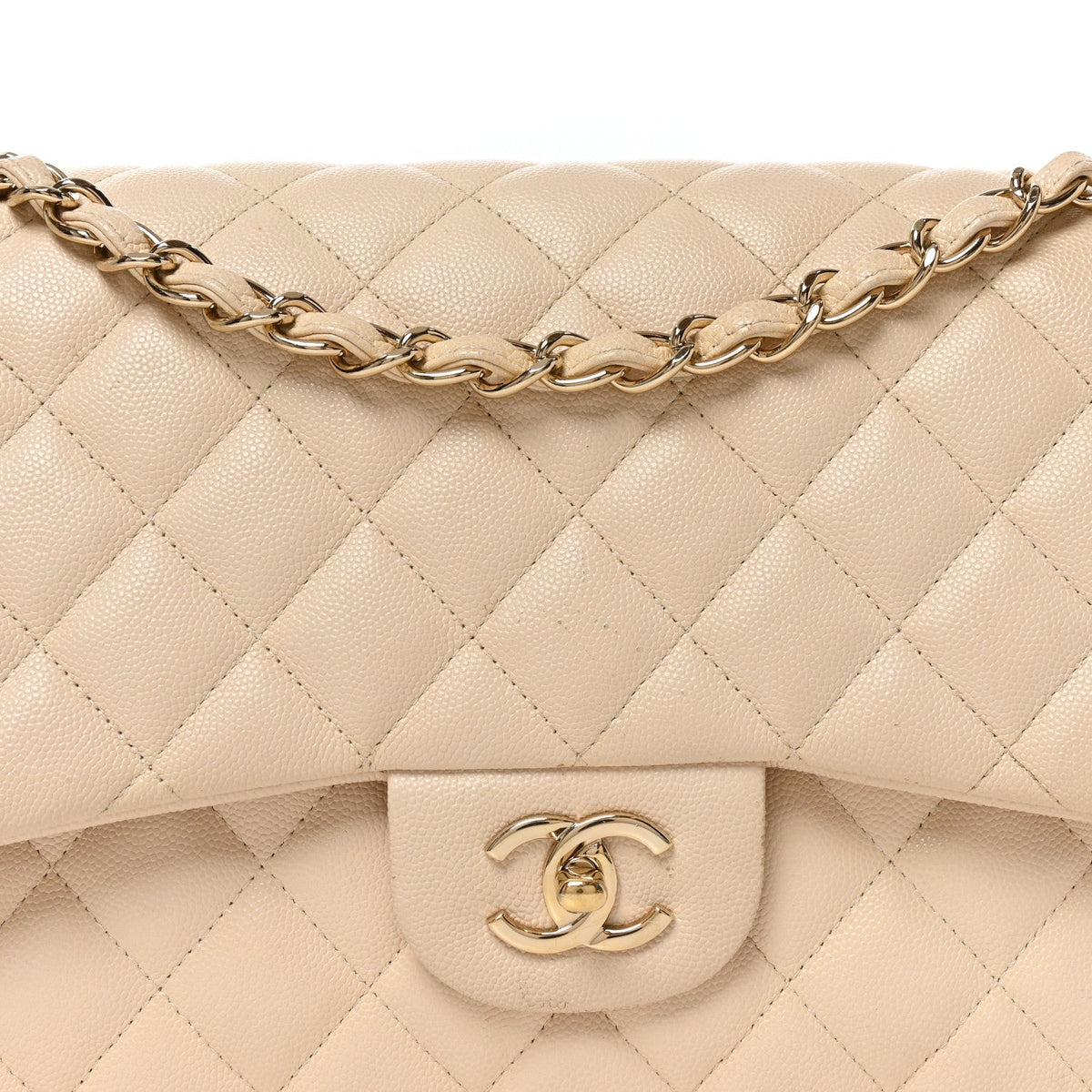 Caviar Quilted Jumbo Double Flap Beige Clair wholesalehk.shop