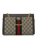 GG Supreme Monogram Web Small Ophidia Chain Shoulder Bag Brown wholesalehk.shop