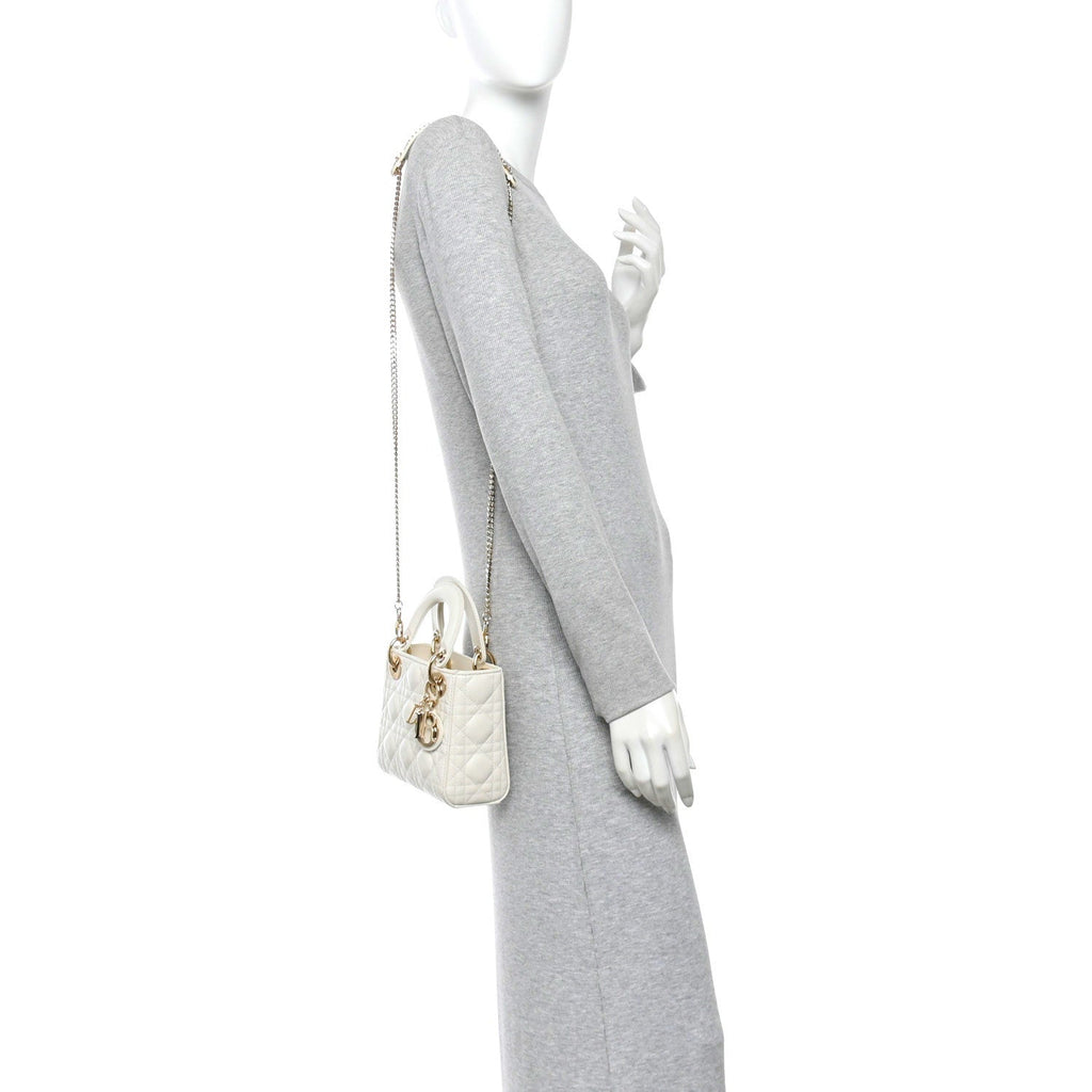 Lambskin Cannage Mini Lady Dior Latte wholesalehk.shop