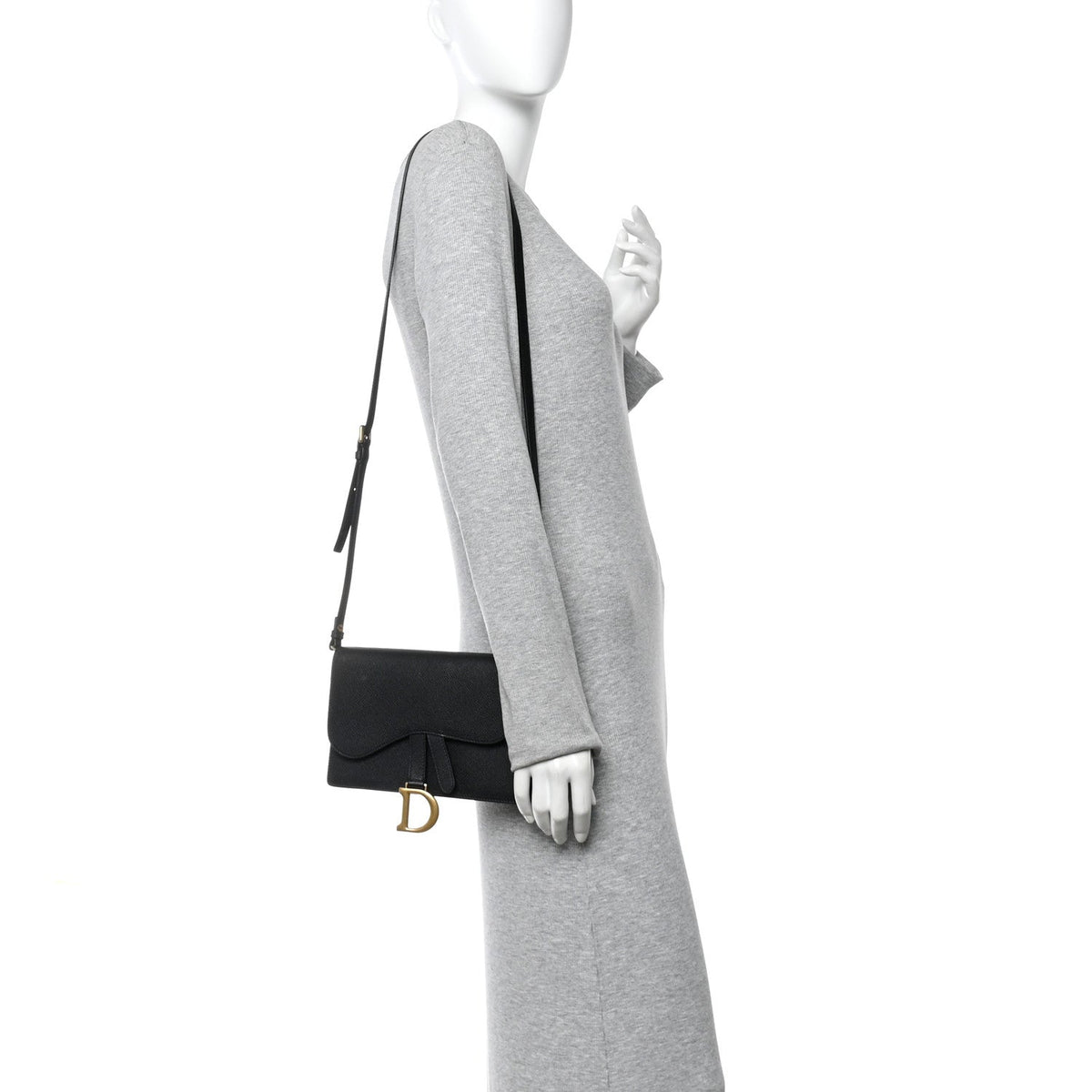 Grained Calfskin Saddle Pouch Bag Black wholesalehk.shop