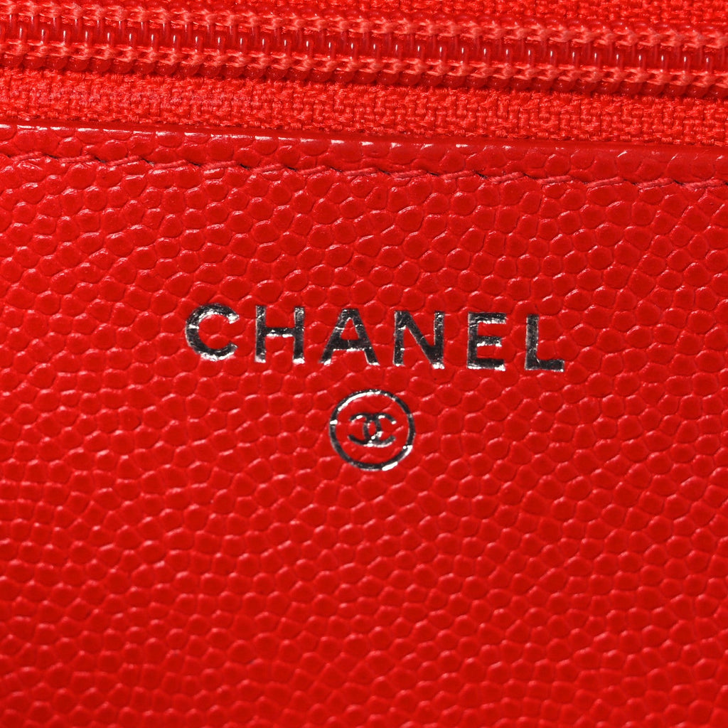 Caviar Chevron Quilted Wallet On Chain WOC Red wholesalehk.shop